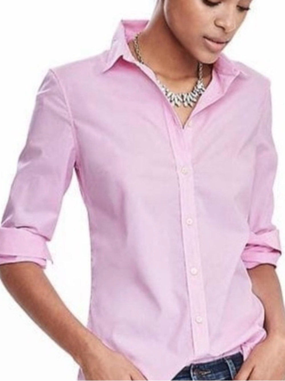 GUC Banana Republic Classic Pink Fitted Button Down Riley Shirt. Size 8